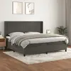 Image de vidaXL Sommier à lattes de lit et matelas Gris foncé 200x200cm Velours
