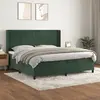 Image de vidaXL Sommier à lattes de lit et matelas Vert foncé 200x200cm Velours