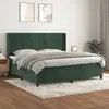 Image de vidaXL Sommier à lattes de lit et matelas Vert foncé 200x200cm Velours