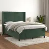 Image de vidaXL Sommier à lattes de lit et matelas Vert foncé 140x200cm Velours