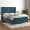 Image de vidaXL Sommier à lattes de lit et matelas Bleu foncé 140x190cm Velours