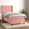 Image de vidaXL Sommier à lattes de lit avec matelas Rose 100x200 cm Velours