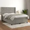 Image de vidaXL Sommier à lattes de lit et matelas Gris clair 140x190cm Velours