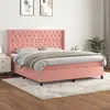 Image de vidaXL Sommier à lattes de lit avec matelas Rose 160x200 cm Velours