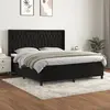 Image de vidaXL Sommier à lattes de lit avec matelas Noir 180x200 cm Velours