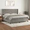 Image de vidaXL Sommier à lattes de lit et matelas Gris clair 200x200cm Velours
