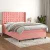 Image de vidaXL Sommier à lattes de lit avec matelas Rose 140x190 cm Velours
