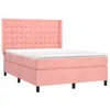 Image de vidaXL Sommier à lattes de lit avec matelas Rose 140x200 cm Velours