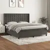Image de vidaXL Sommier à lattes de lit et matelas Gris foncé 160x200cm Velours
