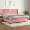 Image de vidaXL Sommier à lattes de lit avec matelas Rose 200x200 cm Velours