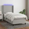 Image de vidaXL Sommier à lattes de lit matelas LED Gris clair 90x190 cm Tissu
