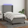 Image de vidaXL Sommier à lattes de lit matelas LED Gris foncé 90x190 cm Tissu