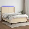 Image de vidaXL Sommier à lattes de lit matelas et LED Crème 140x200 cm Tissu