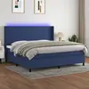 Image de vidaXL Sommier à lattes de lit matelas LED Bleu 200x200 cm Tissu