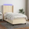 Image de vidaXL Sommier à lattes de lit matelas et LED Crème 90x200 cm Tissu