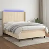 Image de vidaXL Sommier à lattes de lit matelas et LED Crème 140x190 cm Tissu