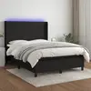 Image de vidaXL Sommier à lattes de lit matelas et LED Noir 140x200 cm Tissu