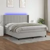 Image de vidaXL Sommier à lattes de lit matelas LED Gris clair 160x200 cm Tissu