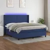 Image de vidaXL Sommier à lattes de lit matelas et LED Bleu 180x200 cm Tissu