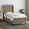 Image de vidaXL Sommier à lattes de lit matelas et LED Taupe 80x200cm Tissu