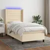 Image de vidaXL Sommier à lattes de lit matelas et LED Crème 80x200cm Tissu