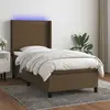 Image de vidaXL Sommier à lattes de lit matelas et LED Marron foncé 100x200cm