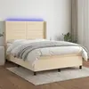 Image de vidaXL Sommier à lattes de lit matelas et LED Crème 140x190 cm Tissu