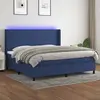Image de vidaXL Sommier à lattes de lit matelas et LED Bleu 200x200 cm Tissu