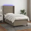 Image de vidaXL Sommier à lattes de lit matelas et LED Taupe 80x200cm Tissu