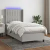 Image de vidaXL Sommier à lattes de lit matelas LED Gris clair 90x190cm Tissu