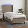 Image de vidaXL Sommier à lattes de lit matelas et LED Taupe 90x190 cm Tissu