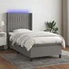 Image de vidaXL Sommier à lattes de lit matelas LED Gris foncé 90x200cm Tissu