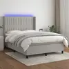 Image de vidaXL Sommier à lattes de lit matelas LED Gris clair 140x200 cm Tissu
