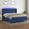 Image de vidaXL Sommier à lattes de lit matelas et LED Bleu 160x200 cm Tissu