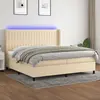 Image de vidaXL Sommier à lattes de lit matelas et LED Crème 200x200 cm Tissu