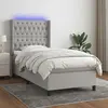 Image de vidaXL Sommier à lattes de lit matelas LED Gris clair 90x190cm Tissu