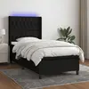 Image de vidaXL Sommier à lattes de lit matelas et LED Noir 90x190 cm Tissu
