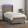 Image de vidaXL Sommier à lattes de lit matelas et LED Taupe 90x200 cm Tissu