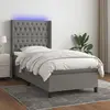 Image de vidaXL Sommier à lattes de lit matelas LED Gris foncé 100x200 cm Tissu