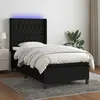 Image de vidaXL Sommier à lattes de lit matelas et LED Noir 100x200 cm Tissu