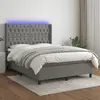 Image de vidaXL Sommier à lattes de lit matelas LED Gris foncé 140x190 cm Tissu
