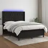 Image de vidaXL Sommier à lattes de lit matelas et LED Noir 140x200 cm Tissu