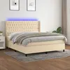 Image de vidaXL Sommier à lattes de lit matelas et LED Crème 160x200 cm Tissu