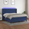 Image de vidaXL Sommier à lattes de lit matelas et LED Bleu 180x200 cm Tissu