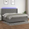 Image de vidaXL Sommier à lattes de lit matelas LED Gris foncé 200x200 cm Tissu