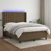Image de vidaXL Sommier à lattes de lit matelas et LED Marron foncé 140x200 cm