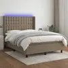 Image de vidaXL Sommier à lattes de lit matelas et LED Taupe 140x200 cm Tissu
