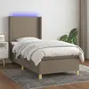 Image de vidaXL Sommier à lattes de lit matelas et LED Taupe 90x200 cm Tissu