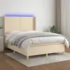 Image de vidaXL Sommier à lattes de lit matelas et LED Crème 140x190 cm Tissu