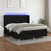 Image de vidaXL Sommier à lattes de lit matelas et LED Noir 180x200 cm Tissu